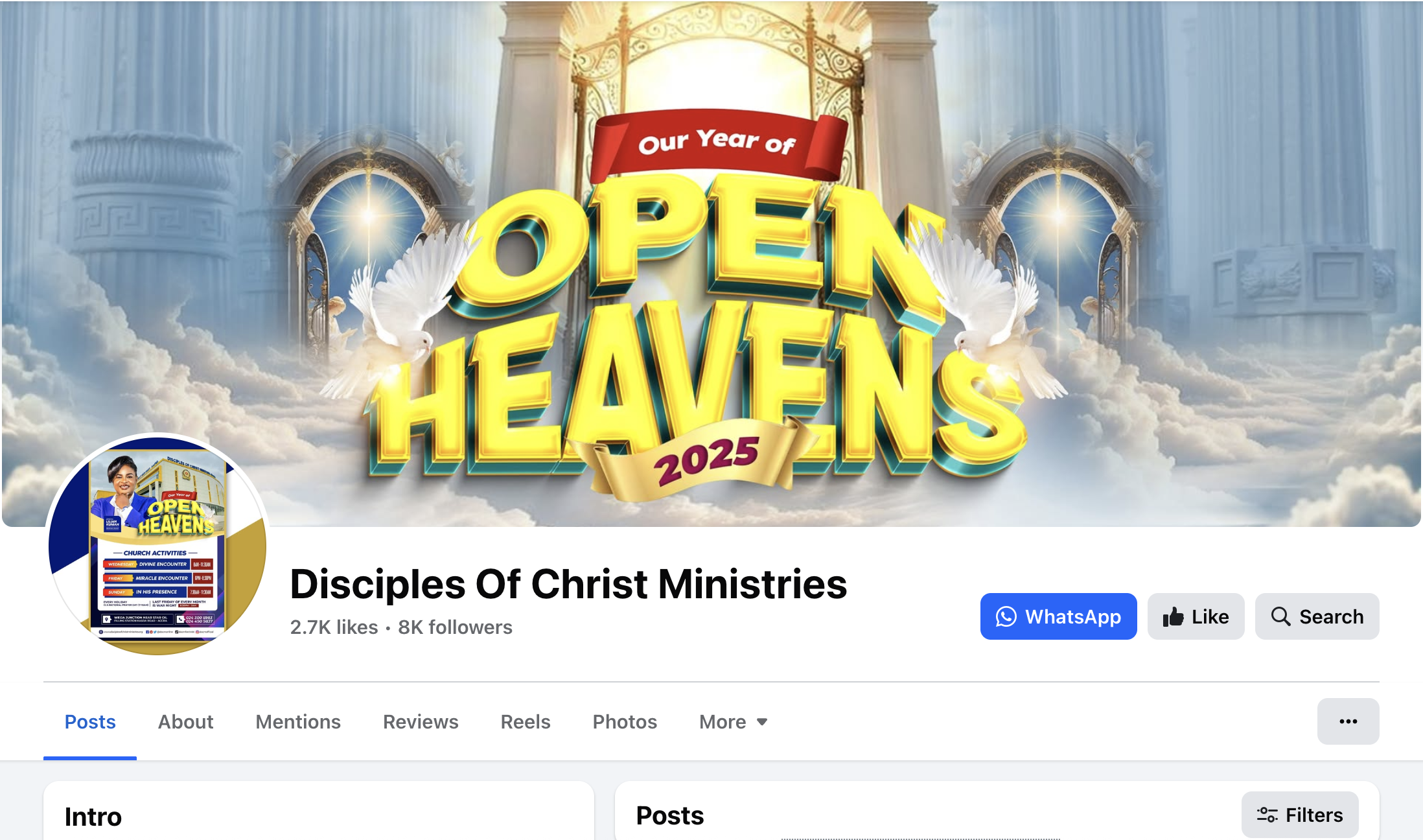 Disciples of Christ Ministries Facebook Page Screenshot